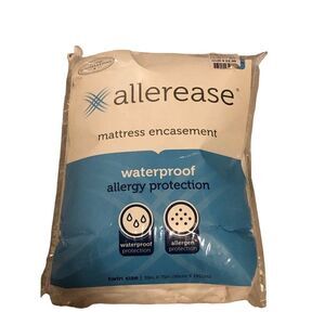 Allerease Mattress Encasement Cover Allergy Protection Waterproof Twin Size New